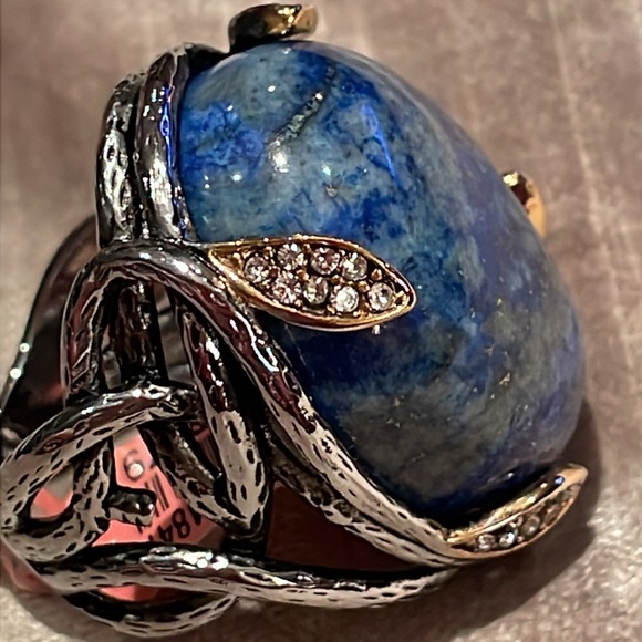 Enormous Chunky Brutalist Style Lapis Lazuli Ring Size 10 - Picture 1 of 8
